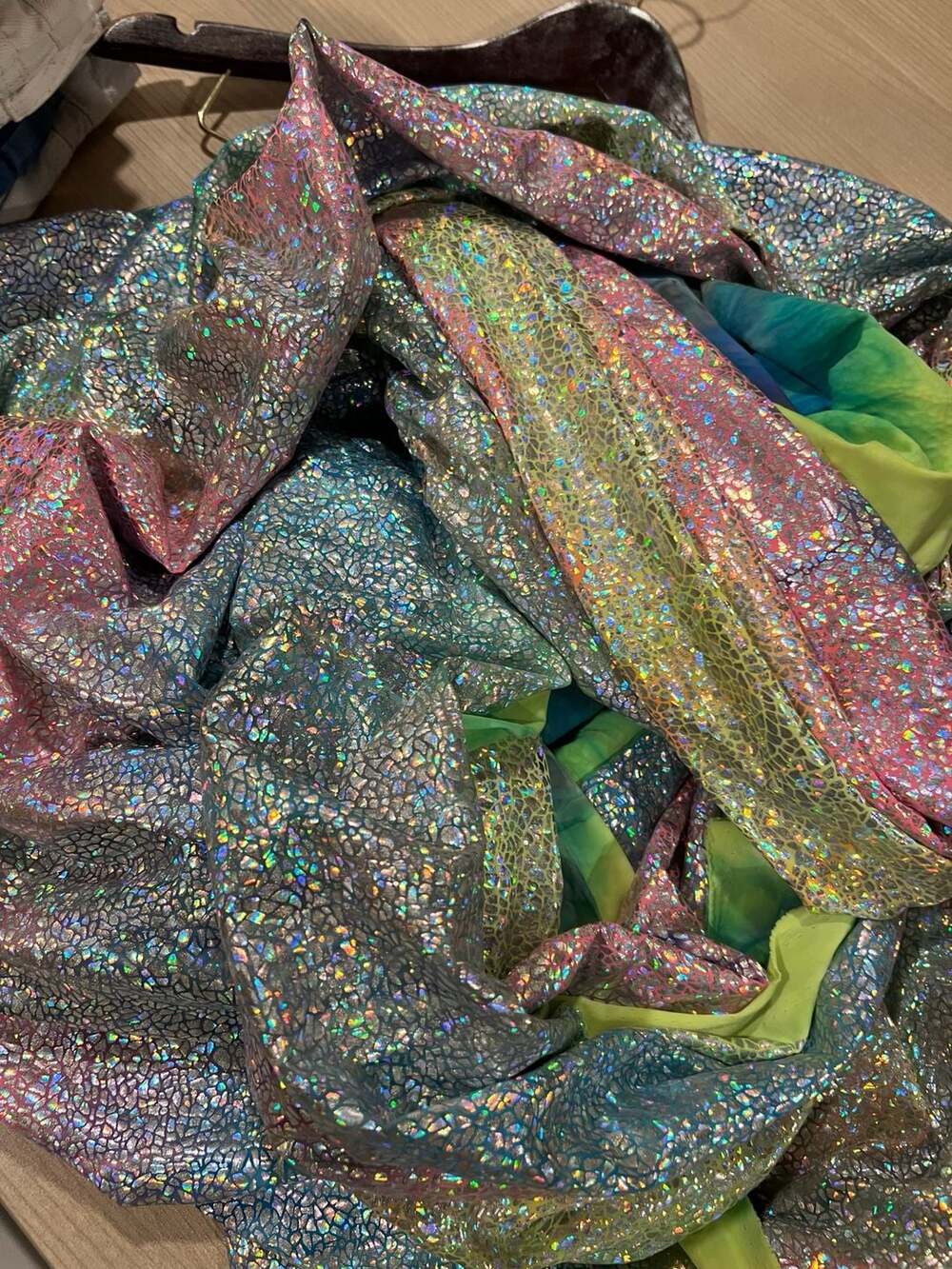 Unbranded Holographic Scale and Tie-Dye Fabric Remnant Lot